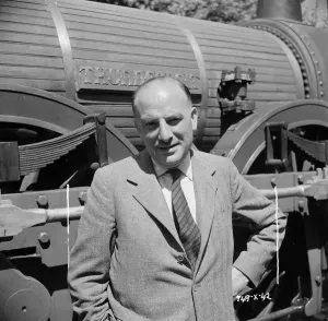 Cinema Exterior Prints: Medium close-up print of Sir Michael Balcon on location