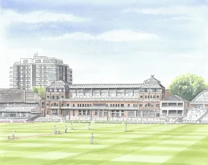 Lords Cricket Ground Prints: Print of Lord's Cricket Ground, a 250-yard London stadium