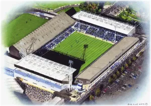 Stadium Art Prints: Print of Watercolour Portman Road Ipswich Town Football Stadium