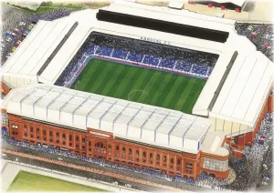 Stadium Art Prints: Ibrox Stadium Print - A Watercolour of Rangers Home in Glasgow, Scotland