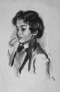 Young boy in a hat, dated 1944