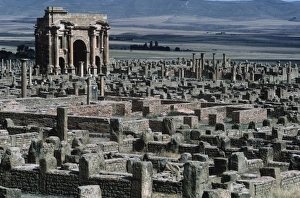 Algeria, Timgad, Roman colonial town founded by the Emperor Trajan around 100 A Algeria, Timgad, Roman colonial town founded by the Emperor Trajan around 100 A