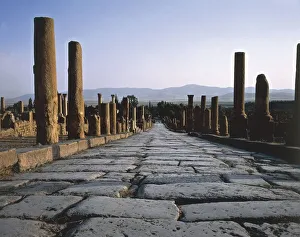 Algeria, timgad, Ruins of Roman colonial town founded by Emperor Trajan around 100 A.D Algeria, timgad, Ruins of Roman colonial town founded by Emperor Trajan around 100 A.D