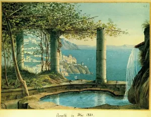 Prints of Italy, View of Amalfi in May 1831 by Felix Mendelssohn Bartholdy (1809-1847), watercolor 19th Century, Bodleian Library, University Of Oxford Germany Prints: Italy, View of Amalfi in May 1831 Watercolor Print