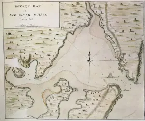Prints of Cartography, 18th century. Map of Botany Bay, New South Wales, Australia Map Prints: 18th Century Print of Botany Bay Map