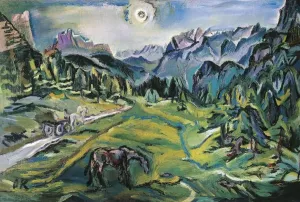 Prints of Oskar Kokoschka (1886-1980), Dolomite Landscape: Tre Croci, 1913, oil on canvas, 79, 5x120, 3 cm Landscapes Prints: Austria Print of Dolomite Landscape Tre Croci in Oil on Canvas