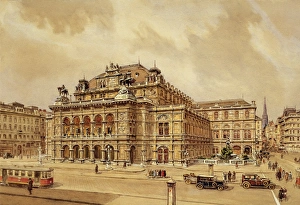 Austria, Vienna, View of the Wiener Staatsoper (Vienna State Opera), color print, 1925 Austria, Vienna, View of the Wiener Staatsoper (Vienna State Opera), color print, 1925