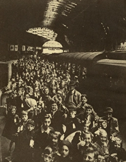 British children at railway station, London British children at railway station, London