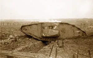 British tank crossing German Trench at Vimy Ridge British tank crossing German Trench at Vimy Ridge