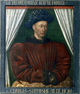 Charles VII (1403-1461) king of France from 1422. Portrait by Jean Fouquet (1403-1461) Charles VII (1403-1461) king of France from 1422. Portrait by Jean Fouquet (1403-1461)