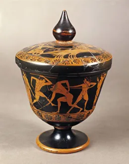 Ciborium with lid, depicting scenes of athletes exercising Ciborium with lid, depicting scenes of athletes exercising