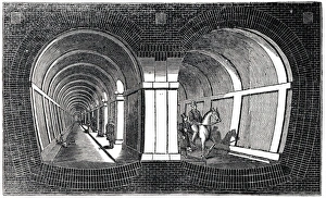 Cross-section showing arched masonry Thames Tunnel built 1825-1843