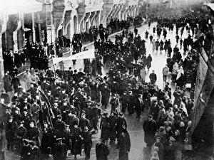 A demonstration demanding the release of political prisoners on tverskaya street in moscow during the 1905 revolt A demonstration demanding the release of political prisoners on tverskaya street in moscow during the 1905 revolt