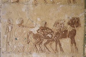 Egypt, Cairo, Ancient Memphis, Saqqara necropolis, painted reliefs in Tomb of Horemheb Egypt, Cairo, Ancient Memphis, Saqqara necropolis, painted reliefs in Tomb of Horemheb