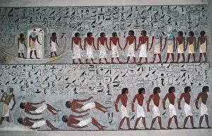 Egypt, Luxor, Valley of the Kings, Tomb of Horemheb, mural painting Egypt, Luxor, Valley of the Kings, Tomb of Horemheb, mural painting