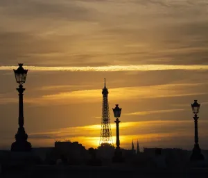 Paris France Landmark Prints: The Eiffel Tower at sunset