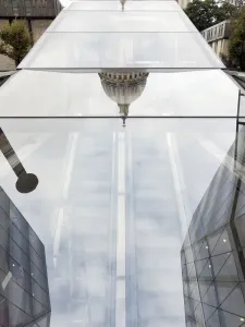 London Landmark Architecture Prints: Inverted reflection of Saint Pauls Cathedral, London England