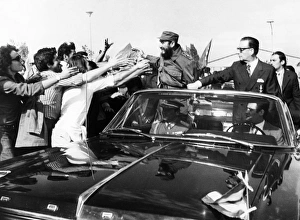 Fidel castro of cuba with president salvador allende being greeted by chilean students Fidel castro of cuba with president salvador allende being greeted by chilean students
