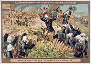 First Franco-Hova War 1883-1886: French troops attacking Marvoay. War ended with First Franco-Hova War 1883-1886: French troops attacking Marvoay. War ended with