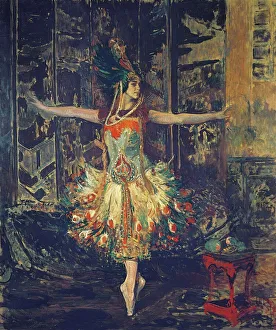 France, Paris, painting of The Russian dancer Tamara Karsavina in The Firebird by Igor France, Paris, painting of The Russian dancer Tamara Karsavina in The Firebird by Igor