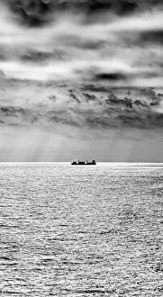 Freighter in open seas of Norway, off Stavanger Freighter in open seas of Norway, off Stavanger