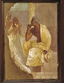 Fresco depicting actor and tragic mask, from Pompei, Italy Fresco depicting actor and tragic mask, from Pompei, Italy