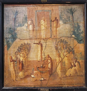Fresco depicting Isis worship, from Ercolano, Naples province, Italy Fresco depicting Isis worship, from Ercolano, Naples province, Italy