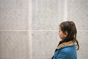 Girl at the Paris Holocaust memorial Girl at the Paris Holocaust memorial