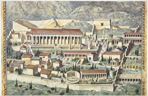 Greece, Delphi, reconstruction of Temple of Apollo, illustration Greece, Delphi, reconstruction of Temple of Apollo, illustration