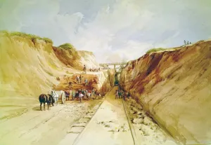 Isambard Kingdom Brunel Prints: Print of a Railway Cutting, 1841