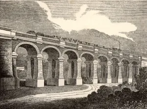 Civil Engineering History Prints: The Wharncliffe Viaduct, Hanwell, Middlesex, 1838. This viaduct of eight elliptical arches