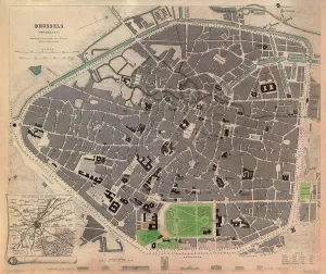 Brussels Print 1837 Historical Map