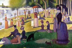 Prints of Sunday Afternoon on la Grande Jatte 1884. Oil on canvas. by Georges Seurat (1859-1891). French Post-Impressionist painter. Parisians enjoying a summer afternoon in a park. Water River Seine France France Prints: Sunday Afternoon Print, Oil on Canvas