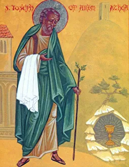 Icon of St. Joseph of Arimathea at Glastonbury, with the Holy Grail and the staff that flowered Icon of St. Joseph of Arimathea at Glastonbury, with the Holy Grail and the staff that flowered