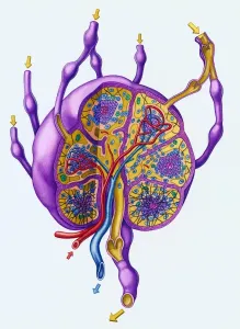 Illustrations 1 Prints: Lymph Node Print with Highlighted Tissue Types