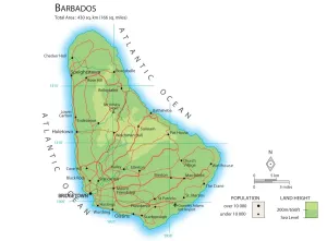 Prints of Map of Barbados Map Prints: Barbados Map Print