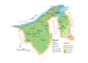 Prints of Map of Brunei Map Prints: Brunei Map Print