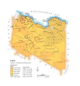 North Africa Geography Prints: Map of Libya