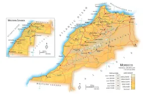 African Geography Maps Prints: Map of Morocco