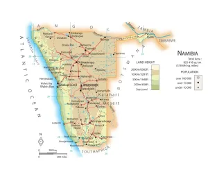 Africa Geography Maps Prints: Map of Namibia