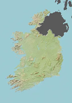 Ireland, Relief Map With Border and Mask Ireland, Relief Map With Border and Mask