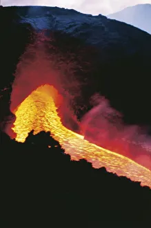 Italy, Sicily Region, Mount Etna Volcano, eruption, lava stream, 1983 Italy, Sicily Region, Mount Etna Volcano, eruption, lava stream, 1983