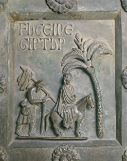 Italy, Tuscany Region, Pisa Province, Cathedral Square, St Ranieris Door, flight into Egypt panel Italy, Tuscany Region, Pisa Province, Cathedral Square, St Ranieris Door, flight into Egypt panel