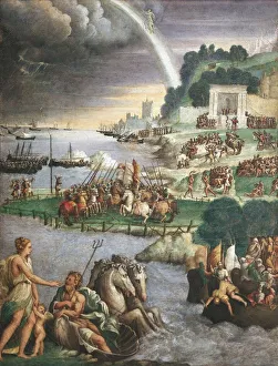 Italy, Varallo Sesia, Scene from the Aeneid, Fresco detail Italy, Varallo Sesia, Scene from the Aeneid, Fresco detail