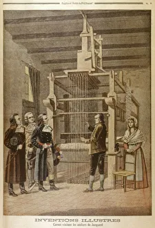 Joseph Marie Jacquard (1752-1834) French silk-weaver and inventor showing his loom Joseph Marie Jacquard (1752-1834) French silk-weaver and inventor showing his loom
