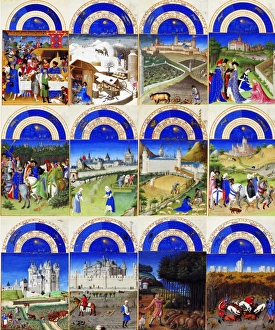 Labours of the months Tres Riches Heures 1413-1416, the Duc de Berry. Illumination on parchment Labours of the months Tres Riches Heures 1413-1416, the Duc de Berry. Illumination on parchment