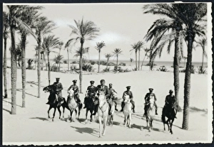 Libya, Horseback patrol of Italian Financiers in oasis, 1935 Libya, Horseback patrol of Italian Financiers in oasis, 1935