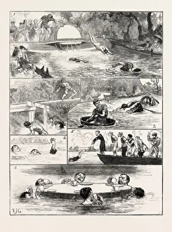 The London Swimming Club Contest At The Crystal Palace: 1. Swimming Heats. 2. Tub Race. 3. Pole Walking. 4 The London Swimming Club Contest At The Crystal Palace: 1. Swimming Heats. 2. Tub Race. 3. Pole Walking. 4