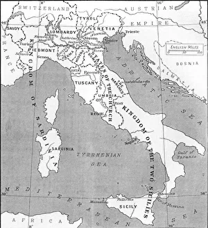 Map of Italy in 1815. From the book Europe in the Nineteenth Century an Outline History Map of Italy in 1815. From the book Europe in the Nineteenth Century an Outline History