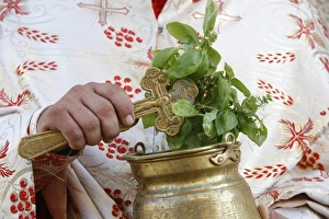 Melkite priest celebrating the feast of the cross Melkite priest celebrating the feast of the cross